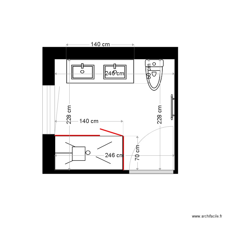 Plan projet 1 SDB appartement DUPLAIX. Plan de 0 pièce et 0 m2