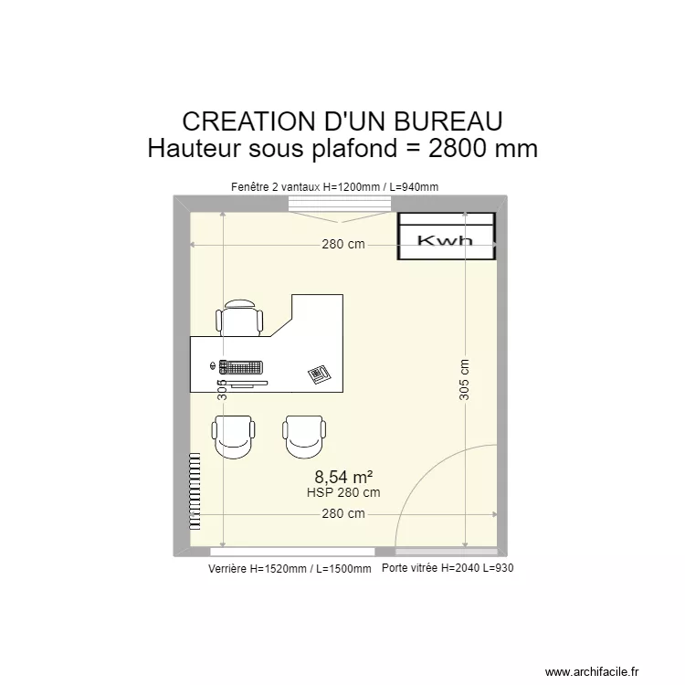 Bureau Espace Int&eacute;rim Cognac 022022. Plan de 