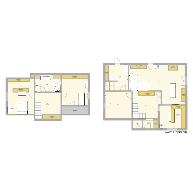 Maison Vinalmont extension WC . Plan de 28 pièces et 173 m2