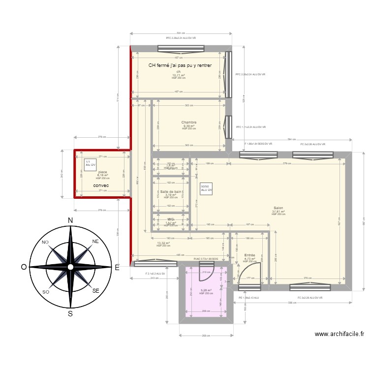 André Breton . Plan de 10 pièces et 94 m2