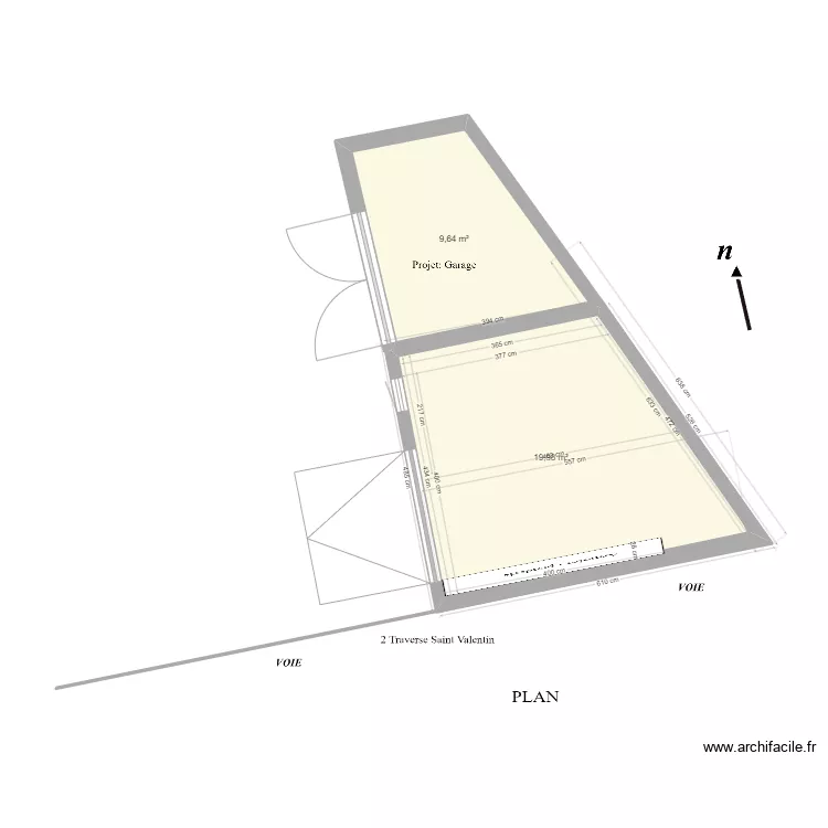 2 Plan de coupe vue de dessus cotation EXTENSION GARAGE EN BORDURE. Plan de 2 Plan de coupe vue de dessus cotation EXTENSION GARAGE EN BORDURE. Plan de