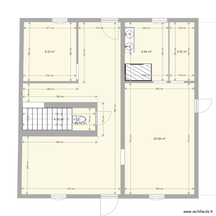 RdC chambres Aimargues modifi&eacute; &eacute;conomique. Plan de 