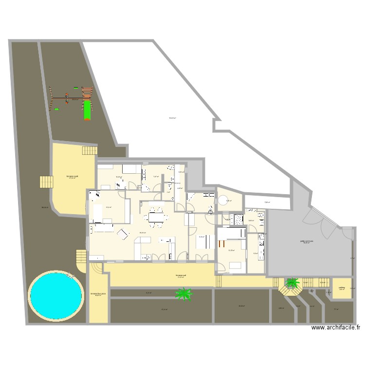 plan avec sdb et dressing. Plan de 38 pièces et 670 m2