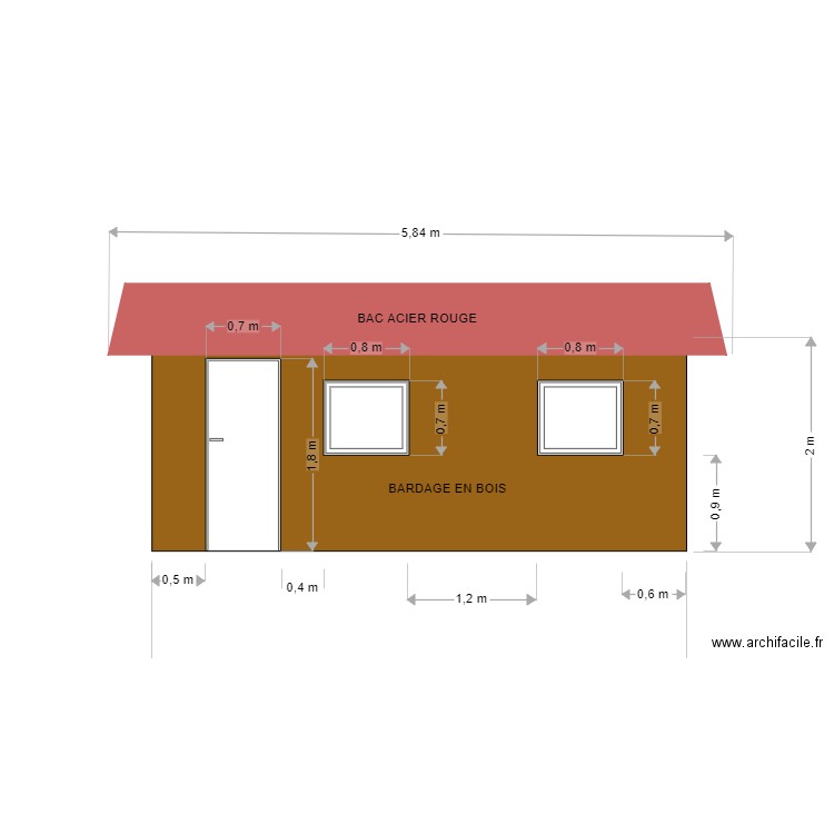CABANON FACADE. Plan de 0 pièce et 0 m2
