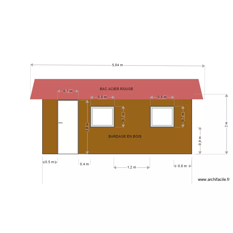 CABANON FACADE. Plan de 