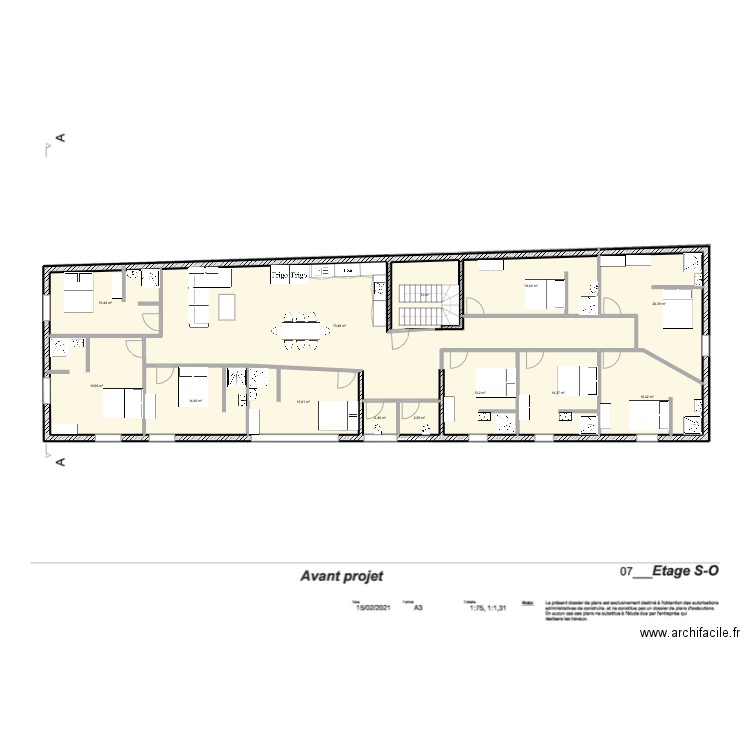 Projet Brest N1. Plan de 13 pièces et 236 m2