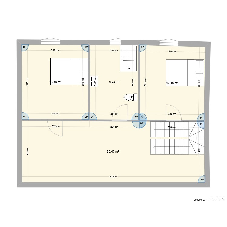 L 3. Plan de 4 pièces et 67 m2