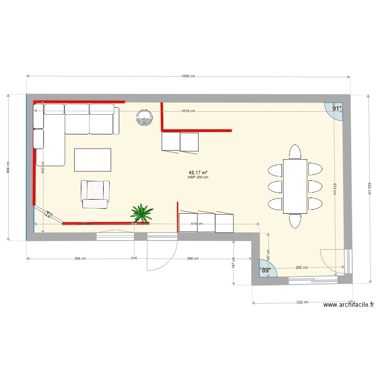 RDC OR 2. Plan de 1 pièce et 48 m2