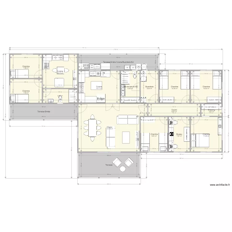 F5 Cuisine fermée Garage Converti F2 Toit 3 Pans. Plan de F5 Cuisine fermée Garage Converti F2 Toit 3 Pans. Plan de