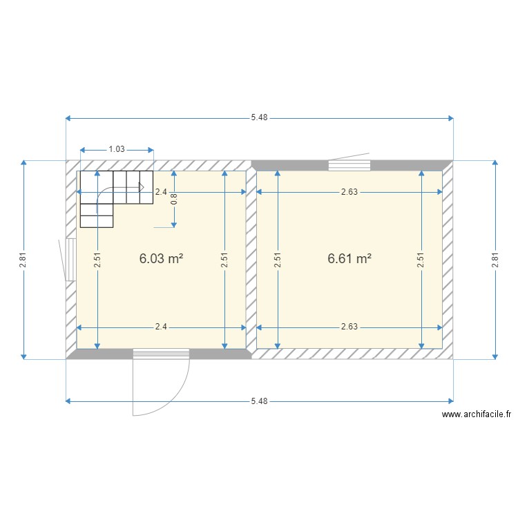 Ir Akhénaton. Plan de 2 pièces et 13 m2