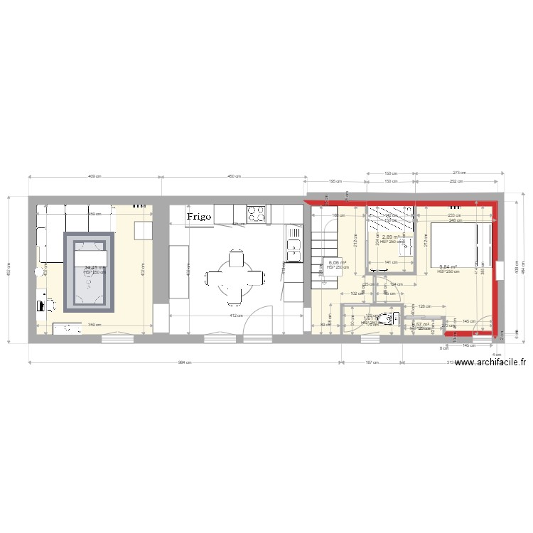 epizon projet mesuré. Plan de 6 pièces et 35 m2