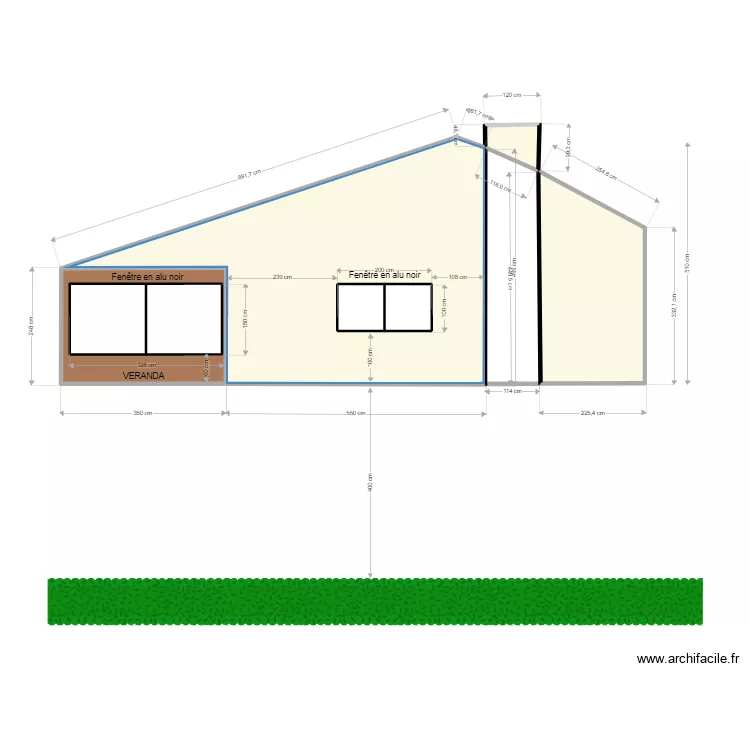 Plan facade Sud Apr&egrave;s. Plan de 