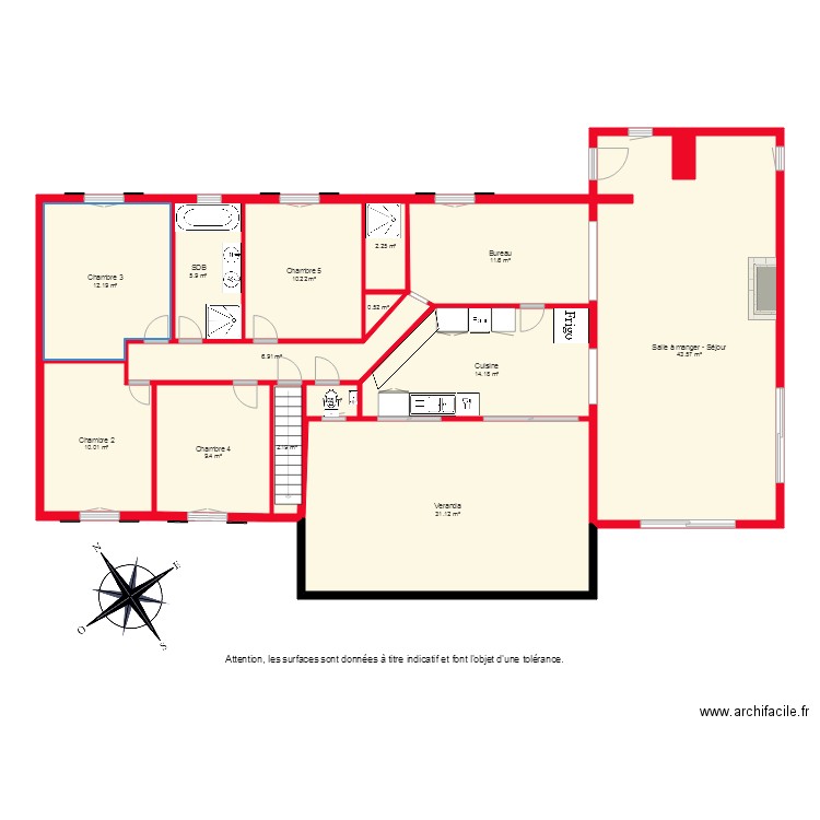 BI2148 PLAN 1ER ETAGE NON COTE BIS. Plan de 0 pièce et 0 m2