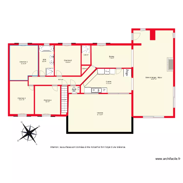 BI2148 PLAN 1ER ETAGE NON COTE BIS. Plan de 