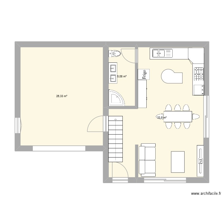 eclans. Plan de 3 pièces et 65 m2