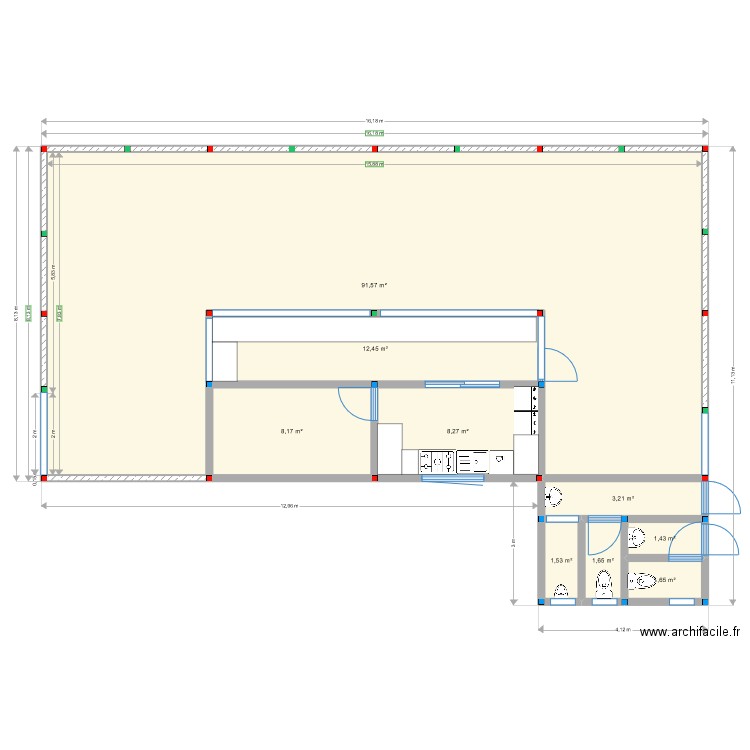 Guinguette_1. Plan de 9 pièces et 130 m2