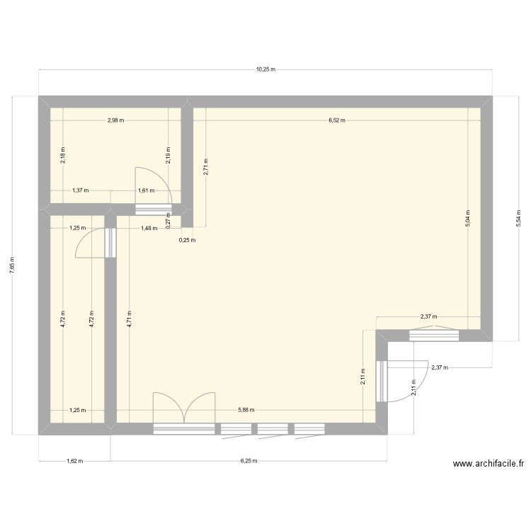 Cabinet dentaire. Plan de 3 pièces et 62 m2