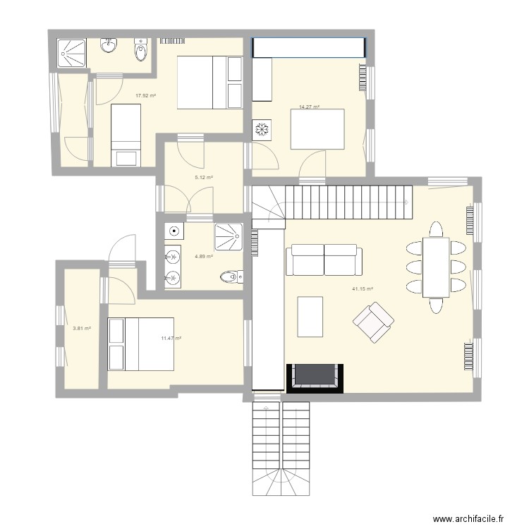 RDC appartement . Plan de 0 pièce et 0 m2