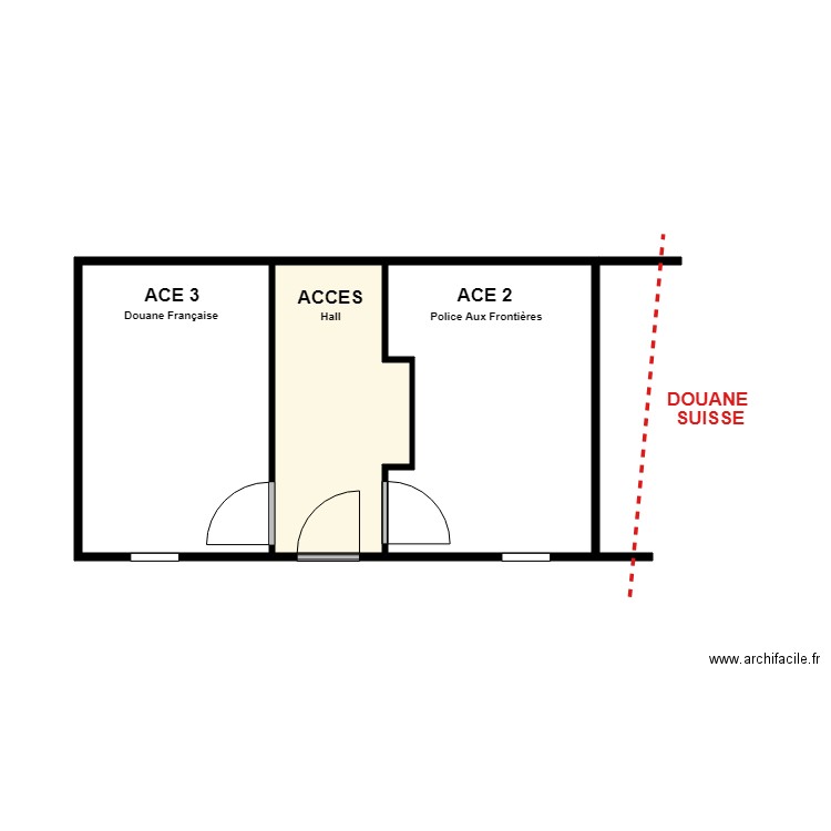 ACE DOUANE FRANCAISE. Plan de 3 pièces et 24 m2