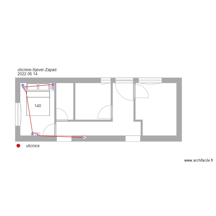 plan-Uticnine-Sjever-Zapad. Plan de 1 pièce et 30 m2