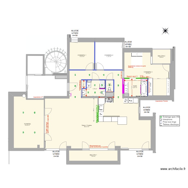 Plan Open Sky TMA v3. Plan de 15 pièces et 203 m2