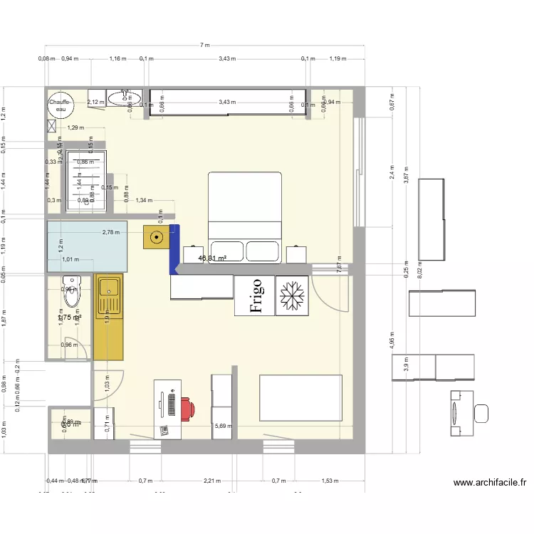 amenagement garage. Plan de 3 Pièces et 49 m² amenagement garage. Plan de 3 Pièces et 49 m²