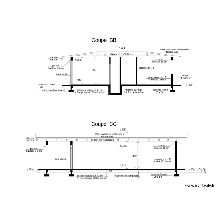 Coupe BB. Plan de 0 pièce et 0 m2