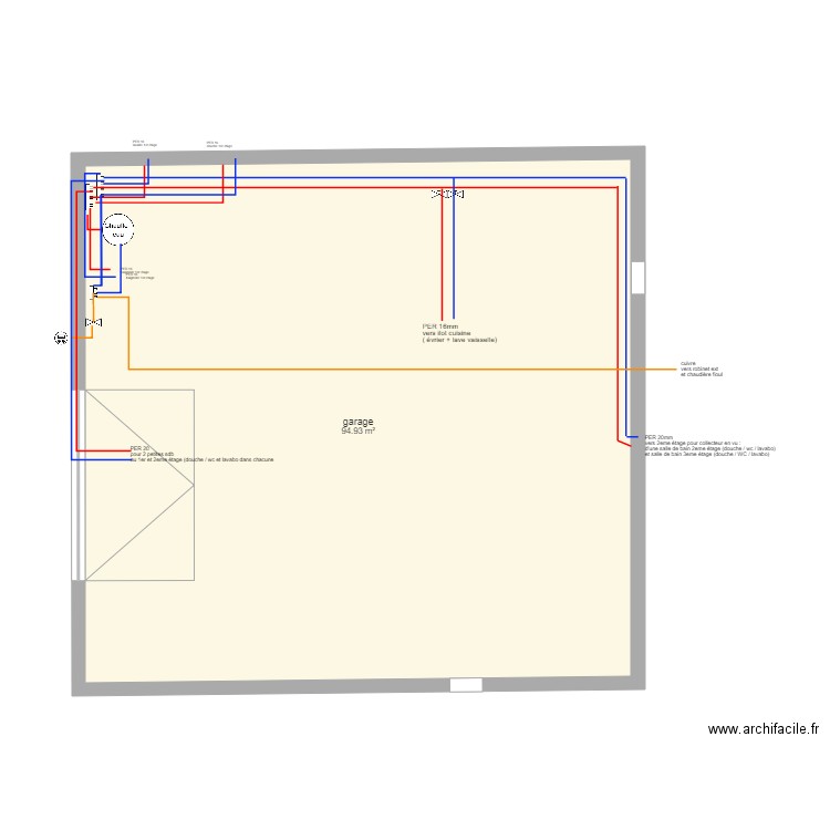 plan SJB garage plomberie. Plan de 0 pièce et 0 m2