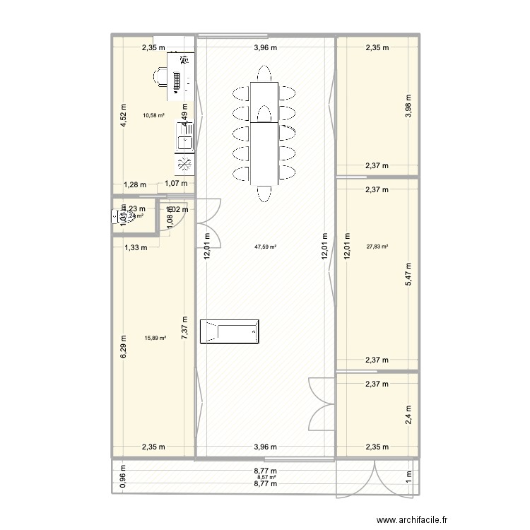 kuba. Plan de 6 pièces et 112 m2