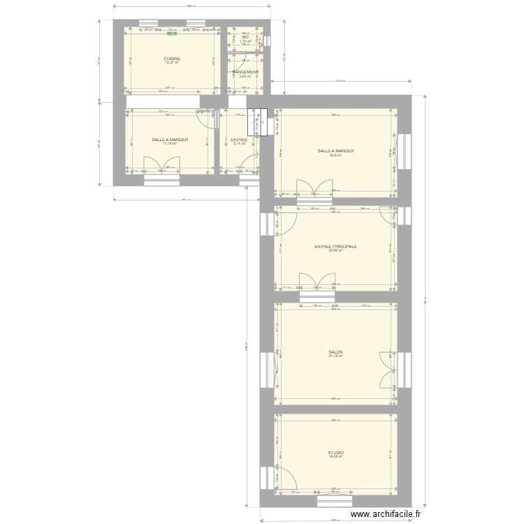 RDC Volet Bleu. Plan de 9 pièces et 118 m2