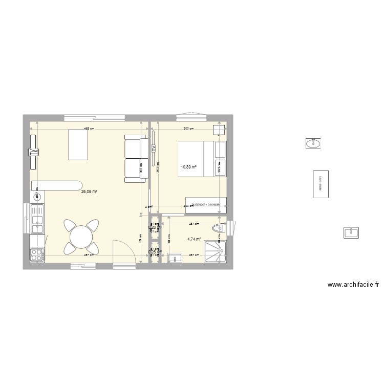 claude maison 50m2. Plan de 5 pièces et 42 m2