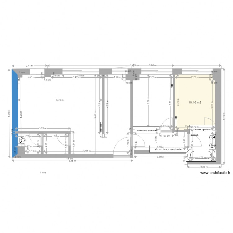 PASSY 6. Plan de 1 pièce et 10 m2