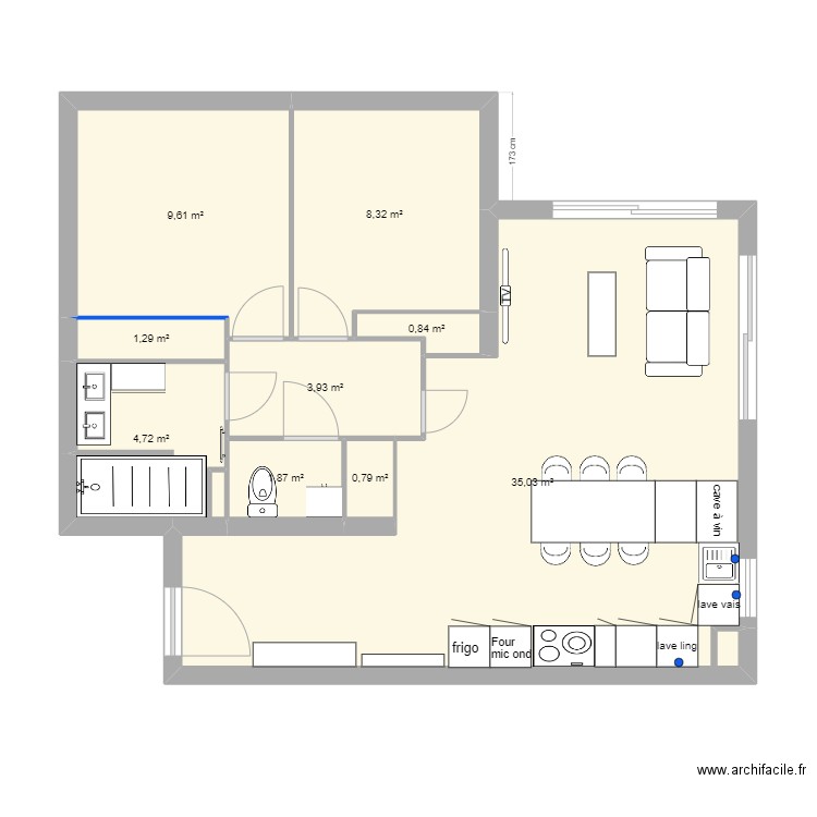 Appart VETRAZ. Plan de 9 pièces et 66 m2