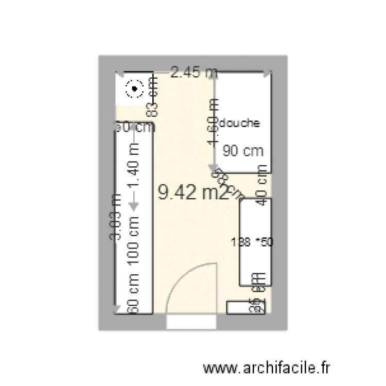 plan SDB douche 160 par 90 cm meuble 138. Plan de 0 pièce et 0 m2