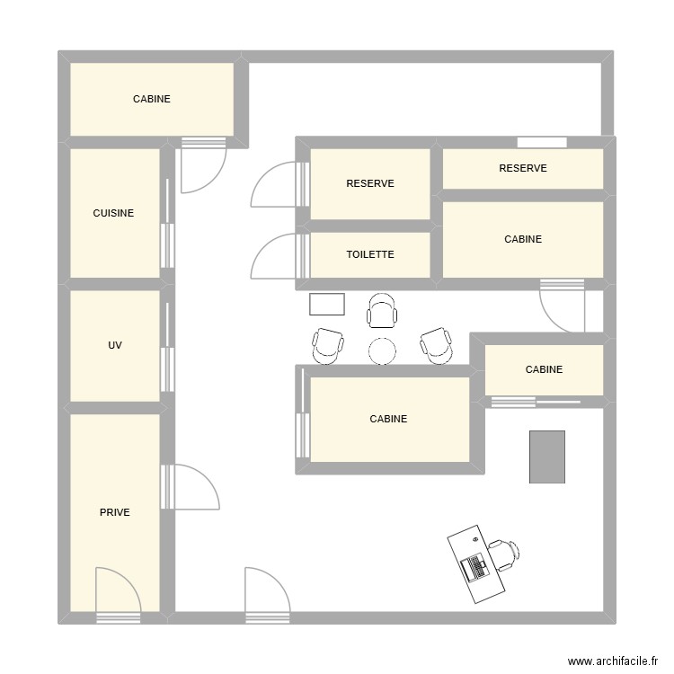 Institut. Plan de 10 pièces et 34 m2