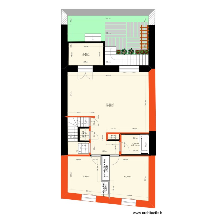 Plan traitement murs lissage. Plan de 17 pièces et 222 m2