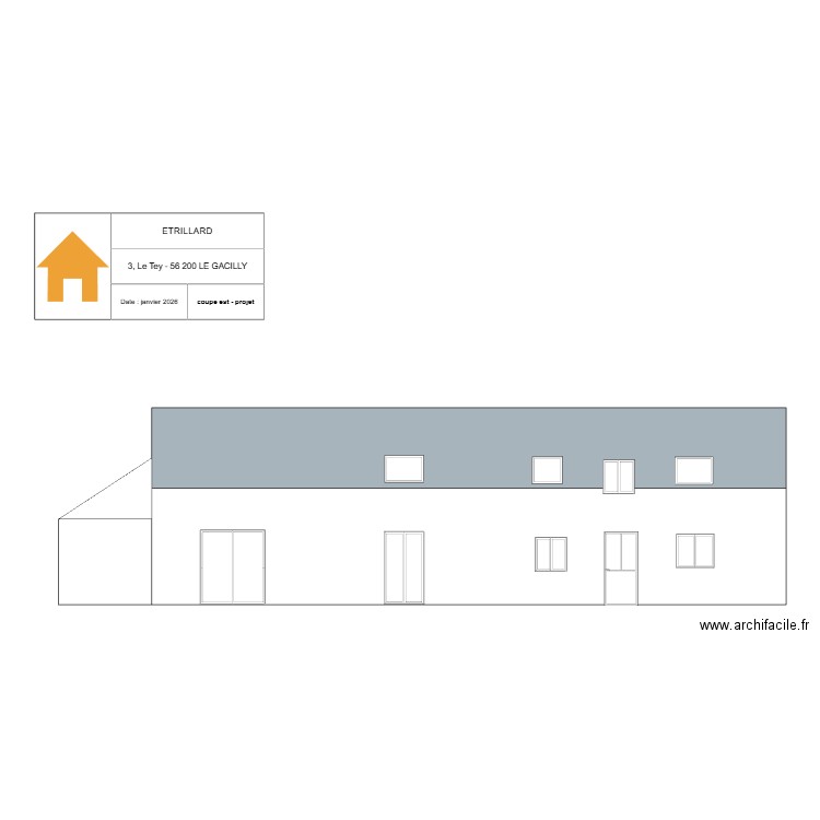 le tey coupe est projet. Plan de 1 pièce et 109 m2