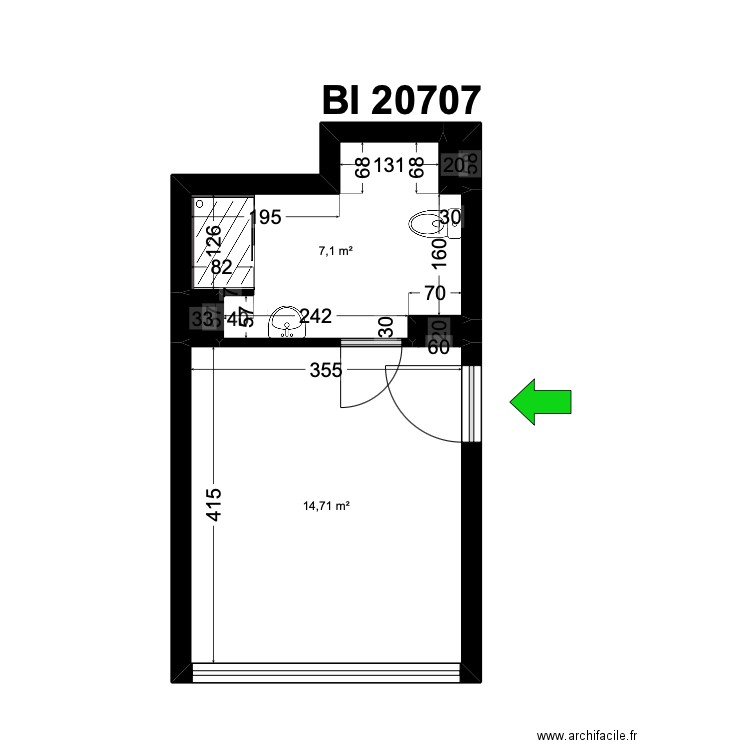 BI 20707. Plan de 5 pièces et 22 m2