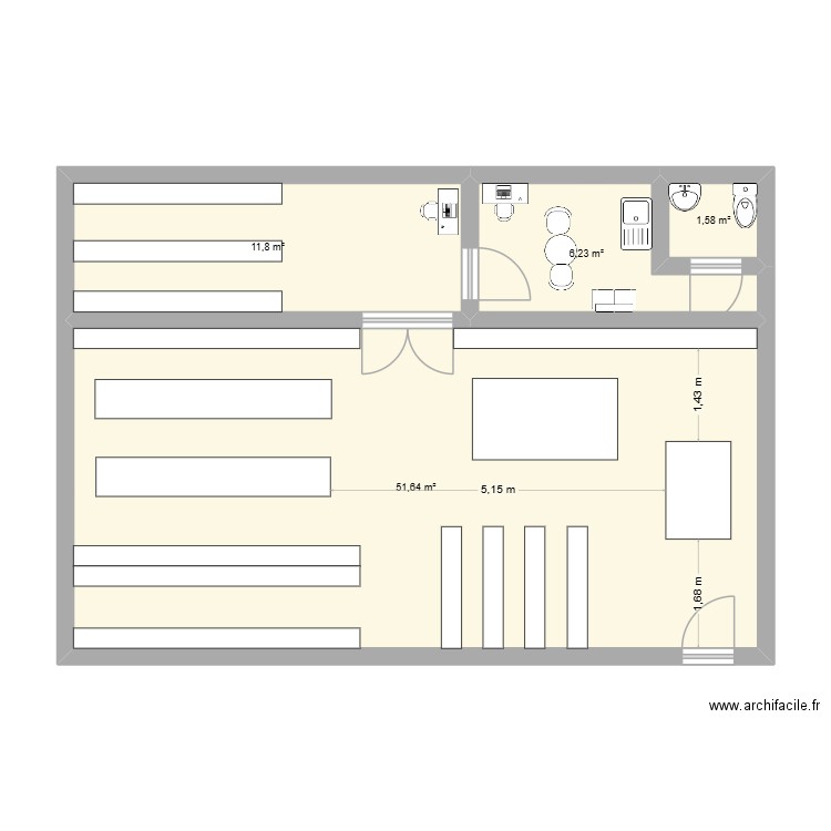 shopiwaf. Plan de 4 pièces et 71 m2