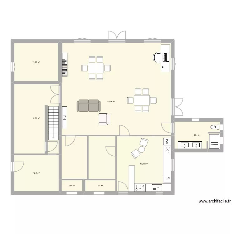 Plan Etche Haurra RDC MCB 20072026. Plan de 8  et 153 m²