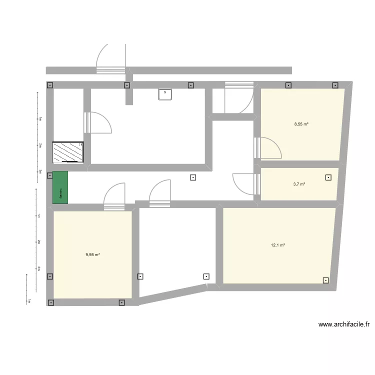 plan mesure ok. Plan de 4  et 34 m²