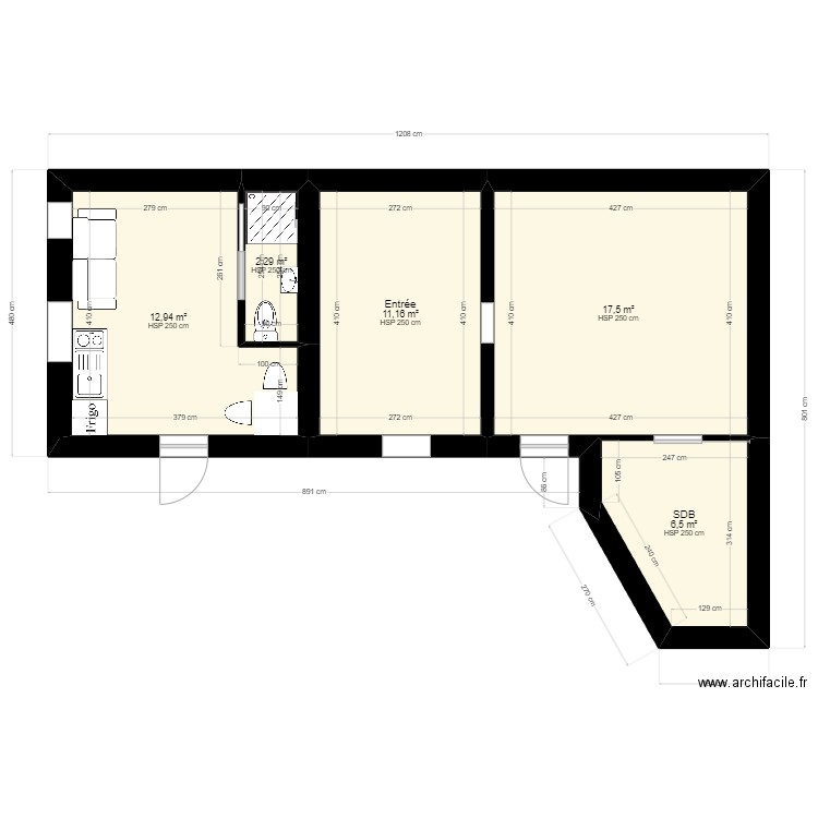 BMA - Projet 2. Plan de 7 pièces et 98 m2