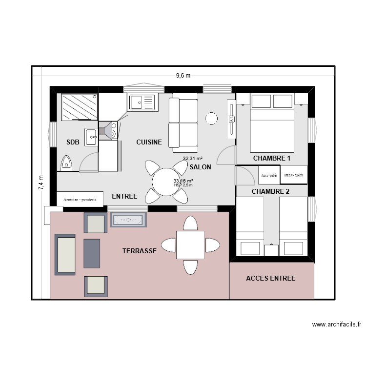 PLAN DE MASSE 1. Plan de 2 pièces et 103 m2