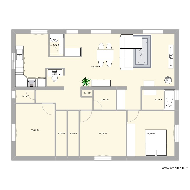 Maison. Plan de 11 pièces et 104 m2