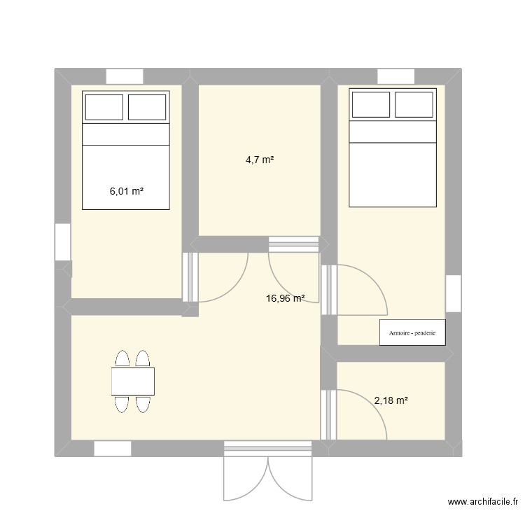 DAVID BEZOMBES. Plan de 4 pièces et 30 m2