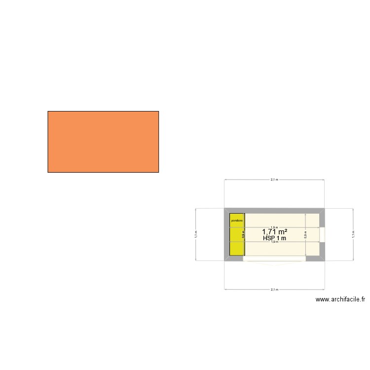 poulailler. Plan de 1 pièce et 2 m2