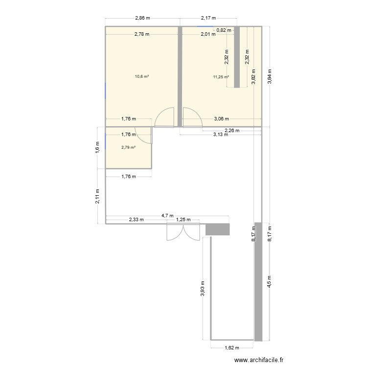 BOULIAC. Plan de 3 pièces et 24 m2