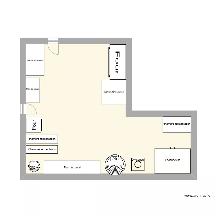 boulangerie. Plan de 1  et 31 m²