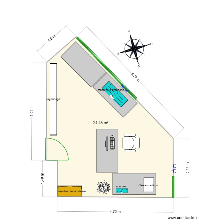 Salle d\'attente - accueil. Plan de 1 pièce et 24 m2
