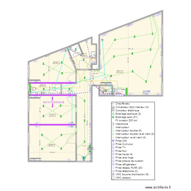 PLAN_DIGILANGUES_FEV24_DIGILANGUES EAU + VMC. Plan de 8 pièces et 93 m2